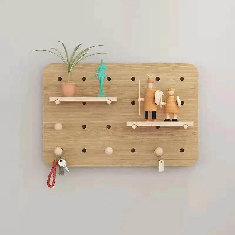 Factory Directly Modern Wood Pegboard Shelf Minimalist Shelving For Electrical box cover