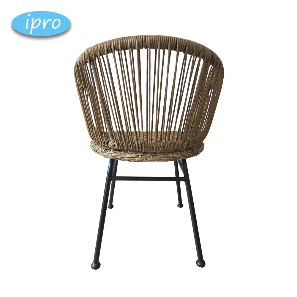 Beach Bar Wicker Rattan Metal Frame Hotel Room Restaurant Chair Dining Modern Armchair