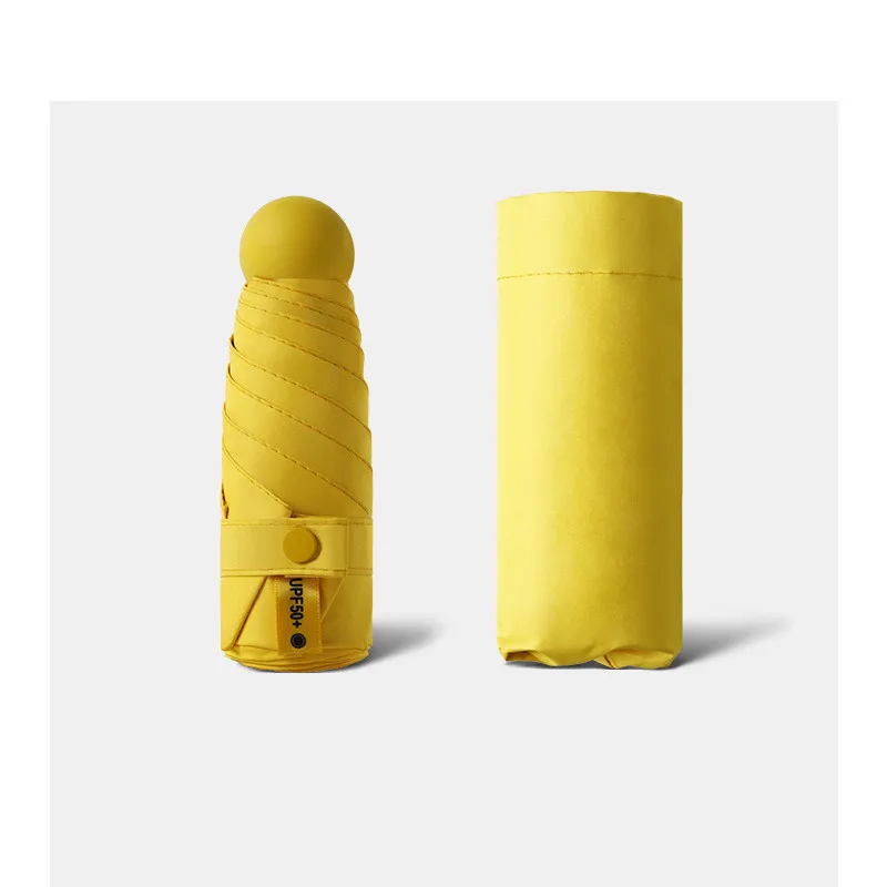SD Custom Mini Portable Pocket Capsule Case Umbrella 5-Fold Anti UV Protection with Manual Control for Travel Adults