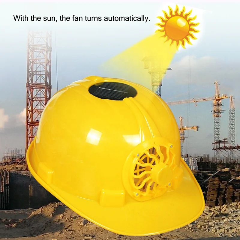 Solar Powered Safety Helmet Hard Ventilate Hat Cap with Cooling Cool