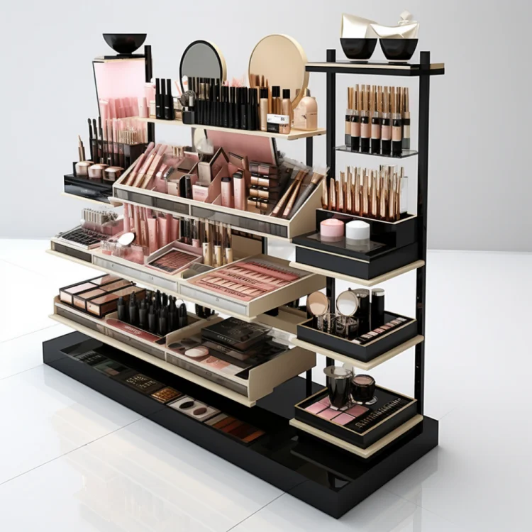 Custom Shelves Racking Storage Fixtures Exhibition Perfume Cosmetic Display Shelf Cabinet Showcase Rack Makeup Skincare Shelf