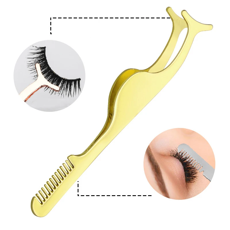 Wholesale Stainless Steel Makeup EyeLash Tweezers Extension Tools And Comb Clip Applicator False Eyelashes Tweezers