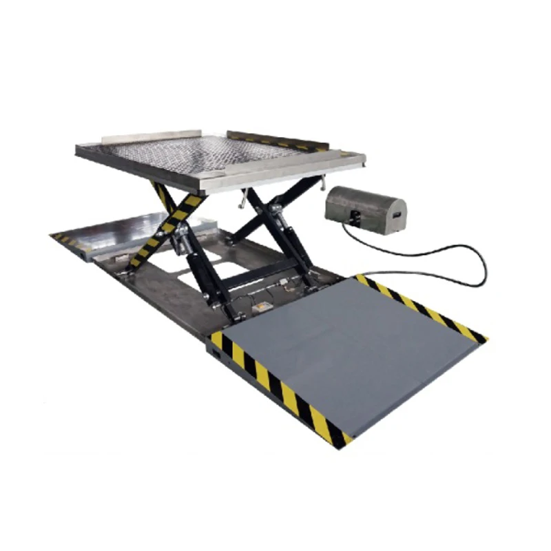 stainless steel 380V/50HZ 3 phase scissor lift with loading ramp