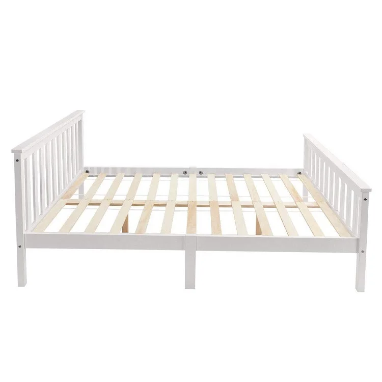 White solid pine wood Double Bed Wooden Frame for kids