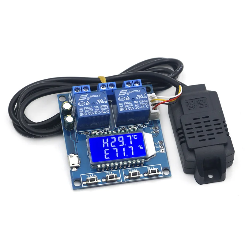 Humidity Temperature Controller Digital Thermometer Hygrometer Control Module Dual Output LCD Automatic Constant Regulator Board