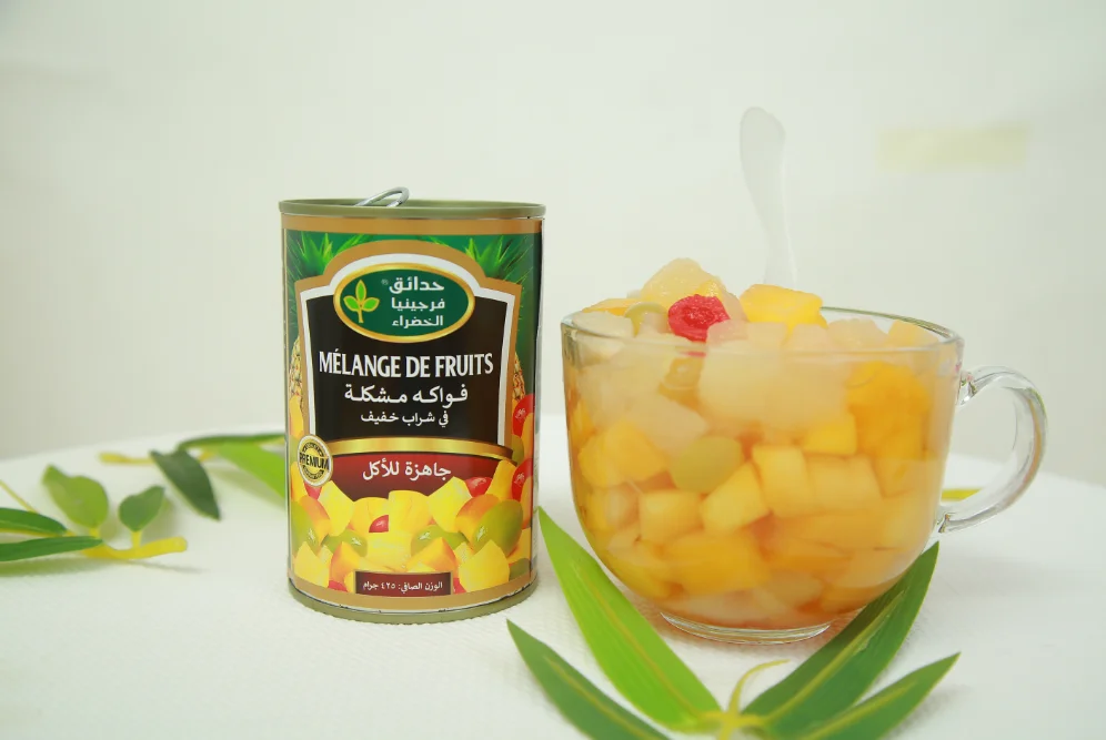 425g Hot Selling Good Taste Mixed Fruit in Syrup Canned Cocktail Mix Fruit Easy Open Tin