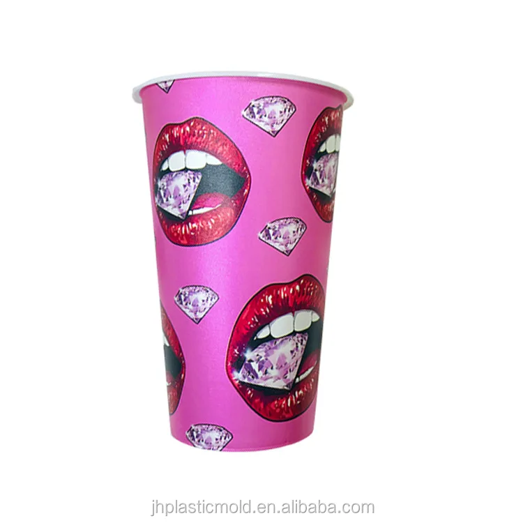 High quality 300ml IML 3D lenticular printing disposable juice tea packaging pp plastic injection moulding cups