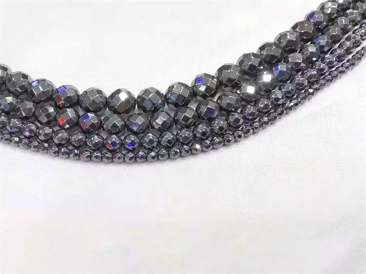 Wholesale A Grade Natural Smooth Gemstone  Hematite Cutting Loose Faceted Stone  beads