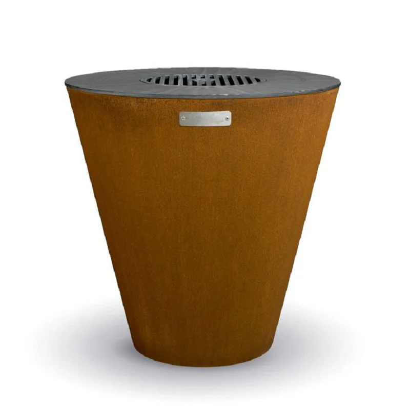 Charcoal Grill Corten Steel Wood Fire Pit Barbecue with Grate