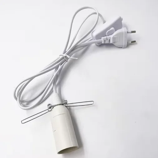 Hot sale E14 lamp holder 303 switch Cord Wire Light Switching Plug Power  EU US Plug Model Himalayan salt lamp holder with plug