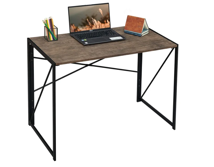 Chinese Factory Simple Installation Foldable Study Desk Computer Table With Durable Metal Frame