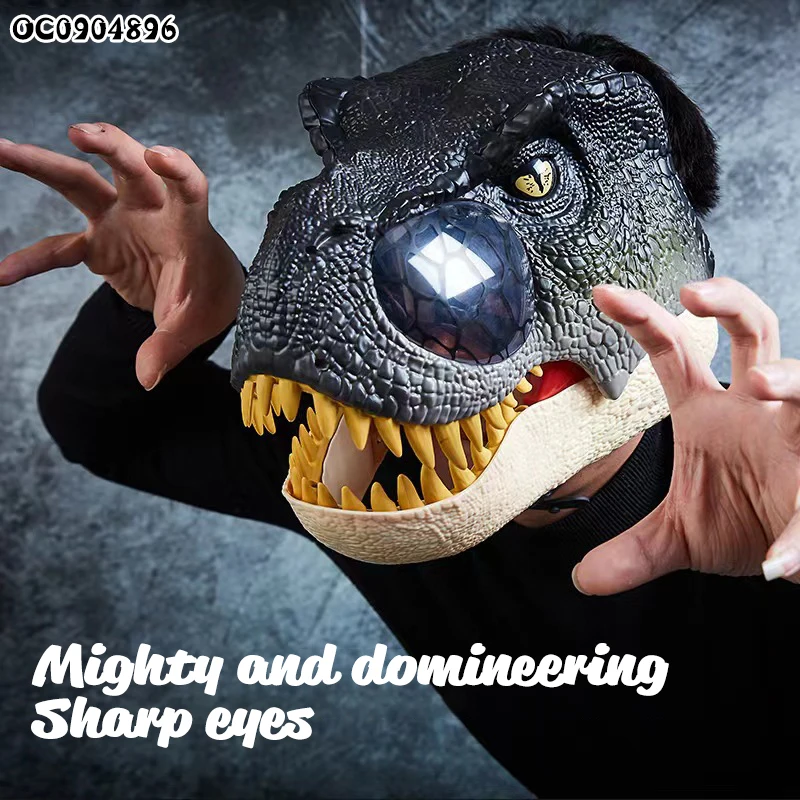 Realistic cosplay hard plastic dinosaur party mask helmet toy for kids