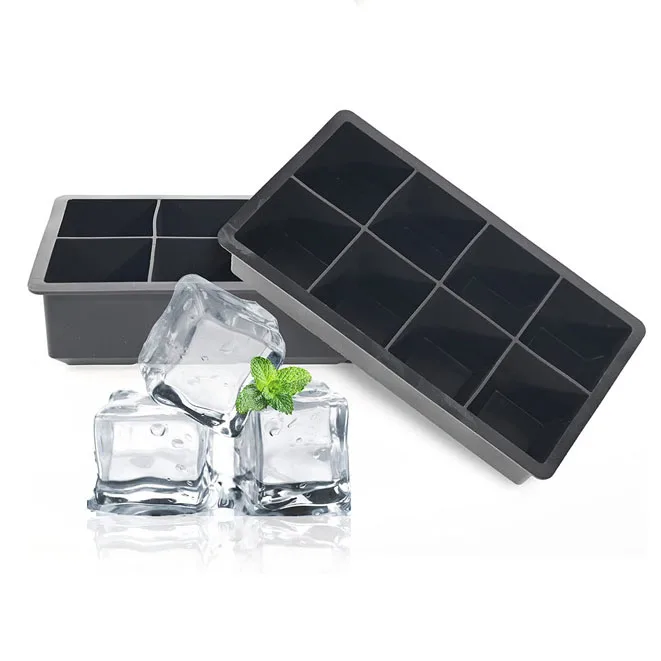 Large Ice Cube Trays for Whiskey Big Silicone Ice Cube Tray Giant Square Ice Cubed Tray for Bourbon Whisky and Cocktail