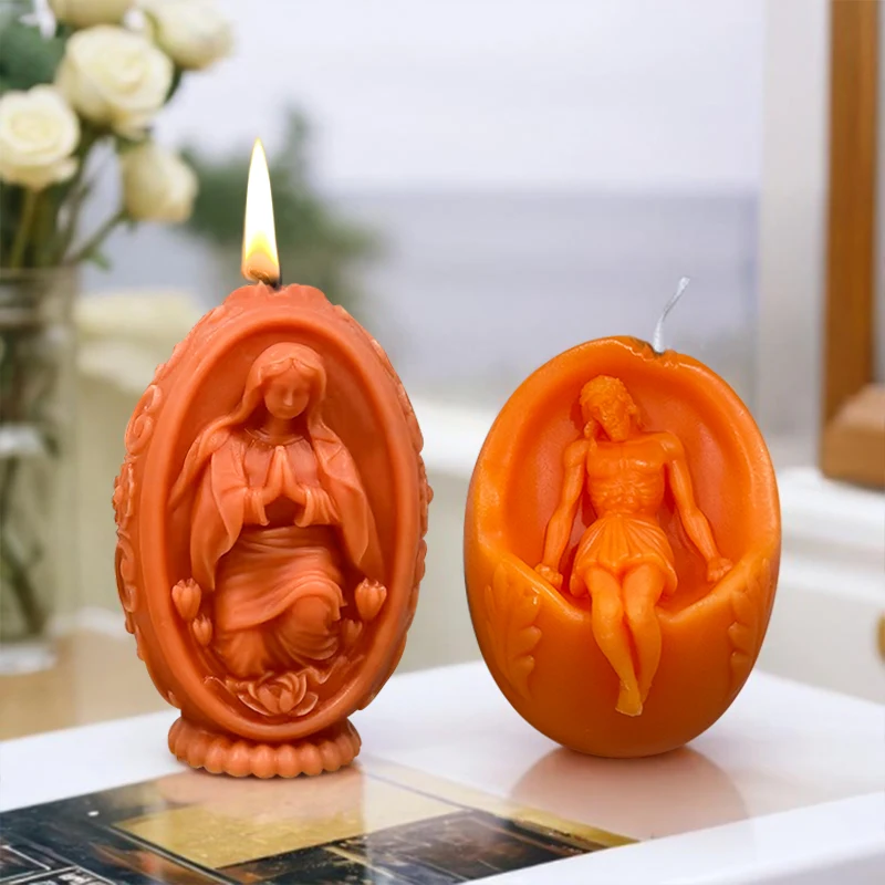 Dumo Candle Mold For Candle Making Silicone 3D Easter Candle Mold Resin DIY Figure Fragrance Mould for Handmade Elliptic Shape