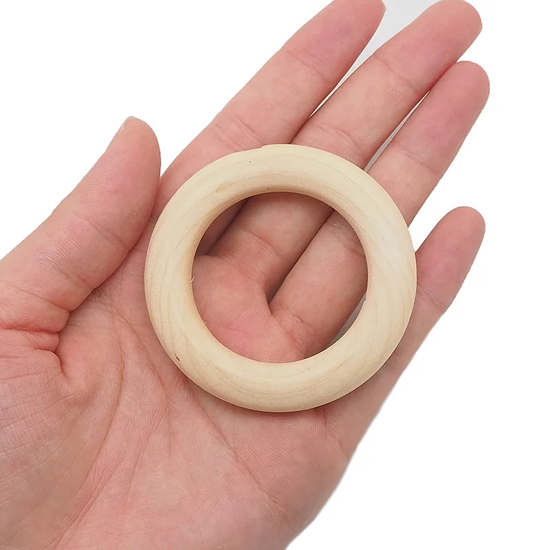  Low Price BPA Free Organic Molars Teether Toy Accessories 55mm Natural Maple Wood Ring For