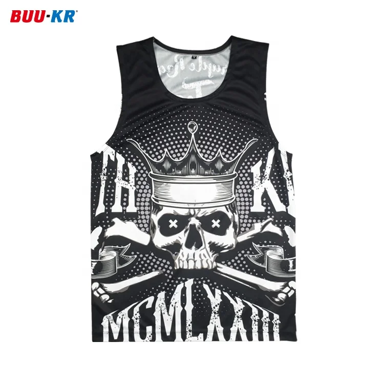 Buker Wholesale Sublimation Gym Fitness Black Breathable Hign Quality Men Running White Ribbed Weightlifting Custom Singlets