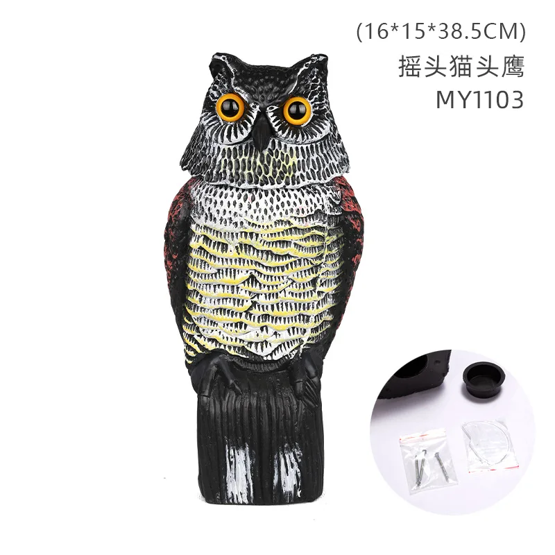 Simulation Owl Outdoor Garden Rotating Head Owl Bird Deterrents Bird Scarecrow Fake Owl Decoy Sculpture