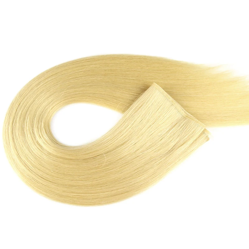 Invisible Sewn Weft 20 22 24 26 28 Inches Double Drawn Blonde Remy Flat Weft Hair Extensions