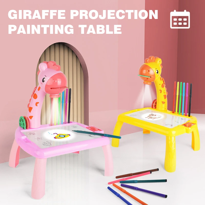 Multifunctional projection painting table for children early education learning educational graffiti projection toy