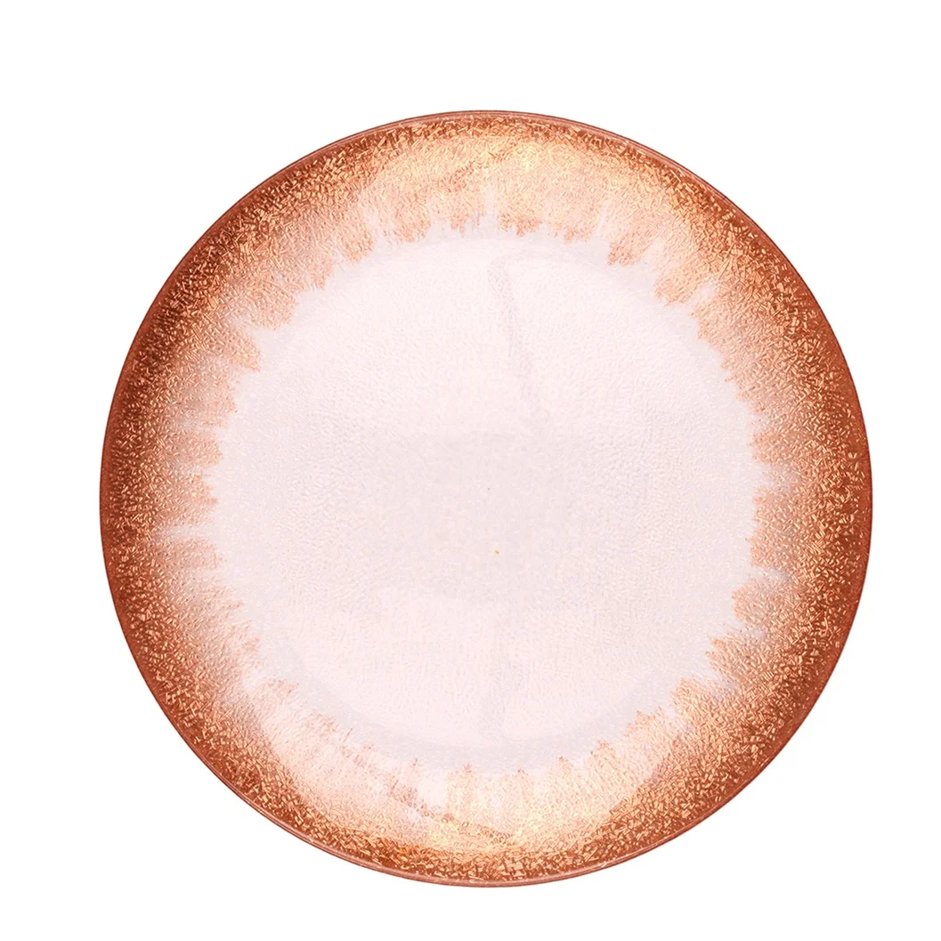 Gold Foil Leaf Rim Glass Charger Plate 13' gold coloured edge rim glass plate