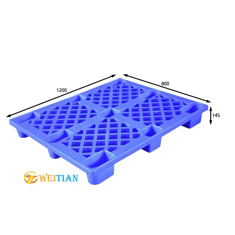 Anti-slip surface 3 skids 4 way entry plastic pallet TK1210W  large stackable double sides plastic pallet