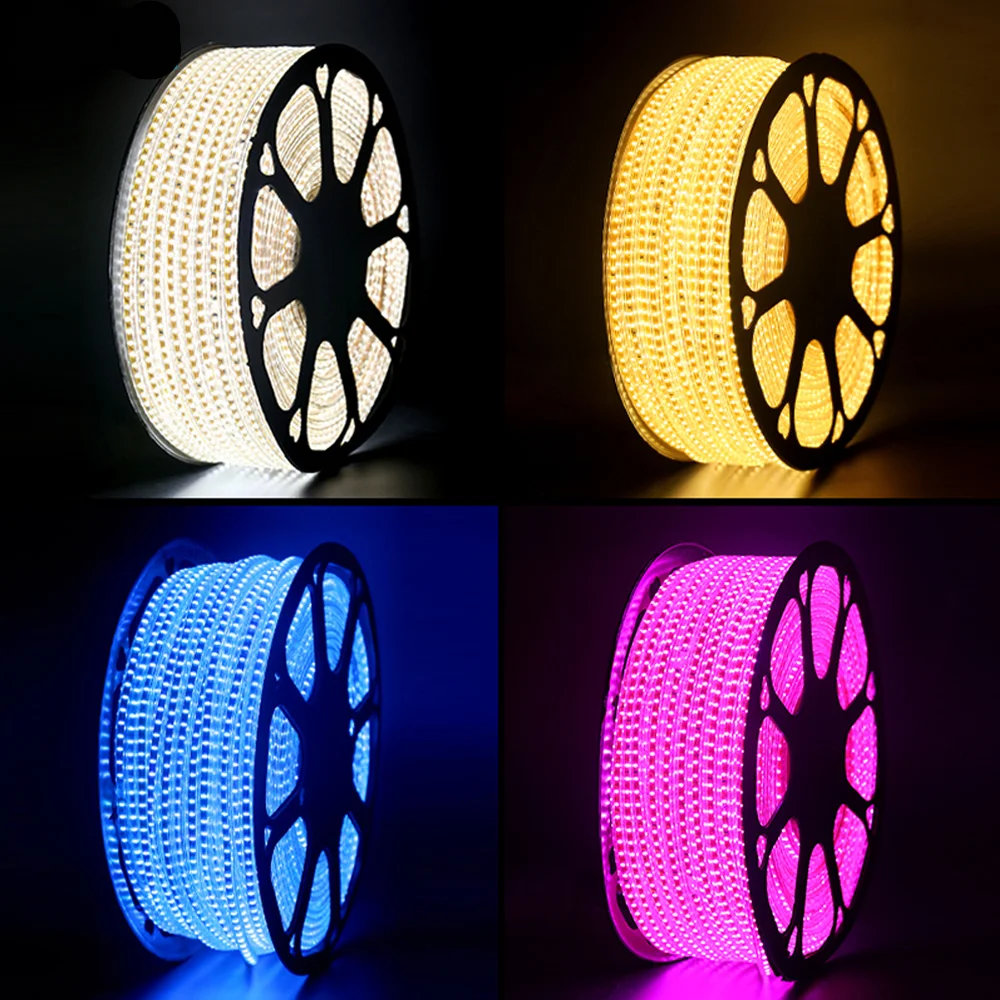  Дешевые 220v 50m уличные гибкие 5050 Smd 100m Rgb водонепроницаемые светодиодные полосы неоновые лампы