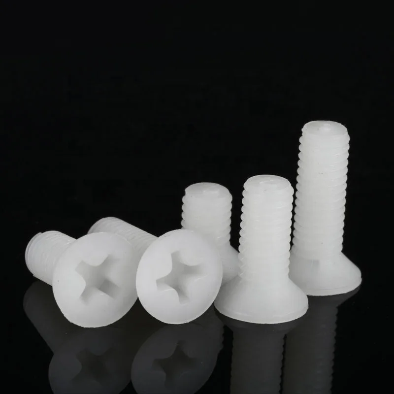 Sandingsheng in stock high quality black white flat head countersunk head PA66 polyamide nylon plastic bolt
