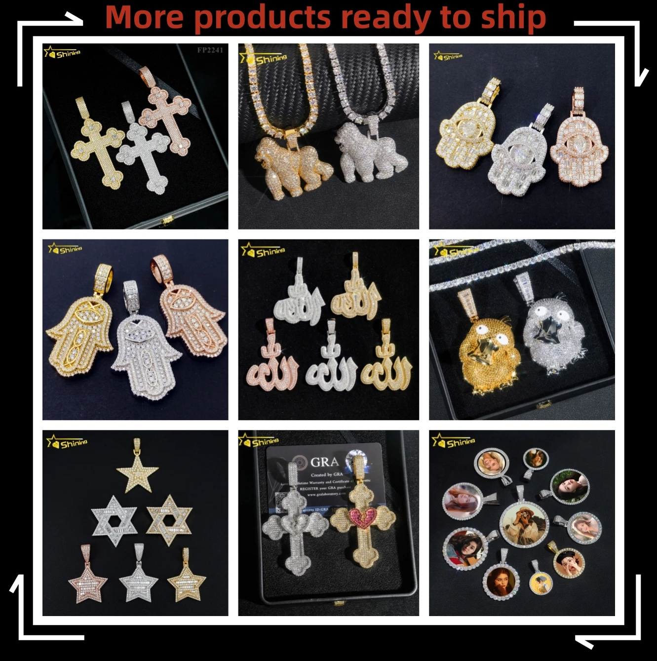 Оптовая цена Высокое качество хип-хоп кулон 925 стерлингового серебра GRA Сертифицированный Муассанит крест