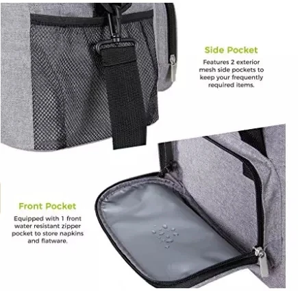 24 Cans Cooler Bag Food Shoulder Grey Thermal Insulated Lunch Soft Cooler Lunch Box Soft-sided Cooling Bag for Beach