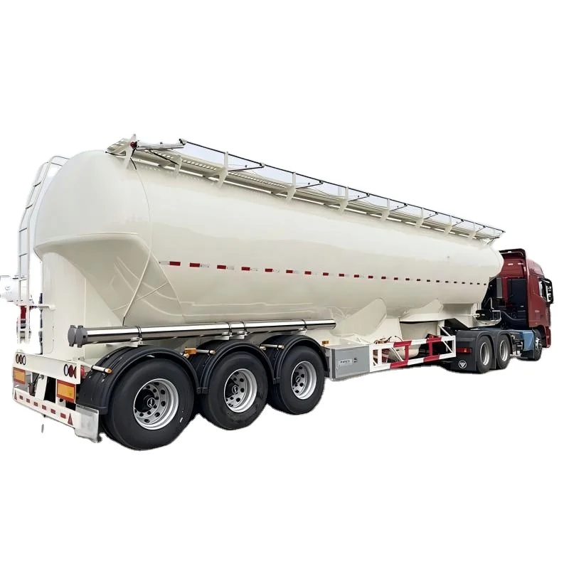 CIMC heavy duty 3 axis 50 cubic with diesel engine and air compressor spring suspension bulk cement powder tank semi trailer