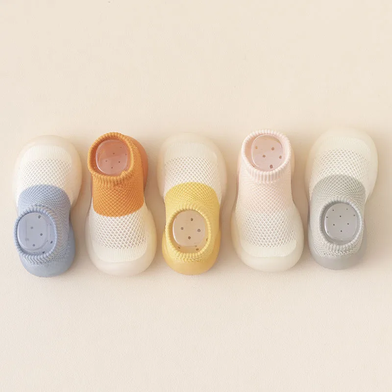 2024 Summer Big Mesh Kids Soft Bottom Walking Beginner Breathable House Slipper New Born Baby Socks Shoes, Summer Socks Shoes