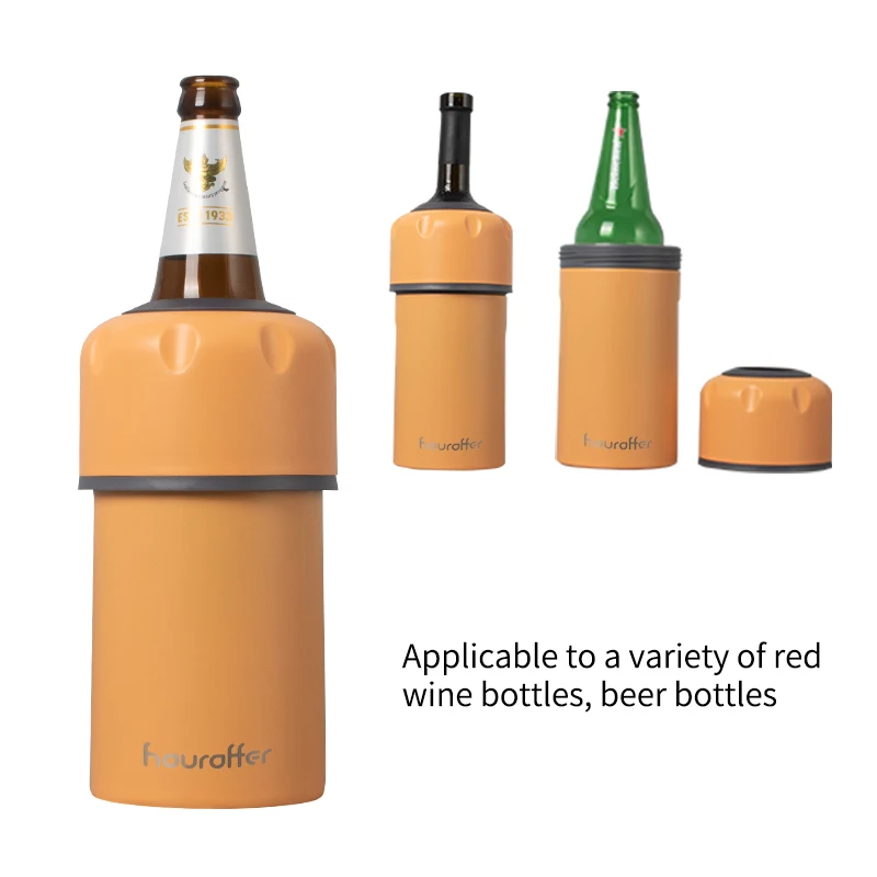 Houroffer Eco-friendly can cooler 304 Food Grade Double Wall Stainless Steel Vacuum Insulated Soda Beer Can Cooler Wine cooler