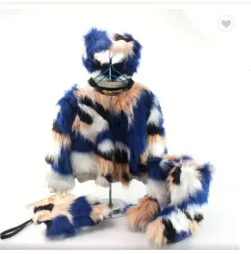 Custom logo colorful furry baby toddler kids children winter boots women lady snow faux fur boots sets with headband and purse