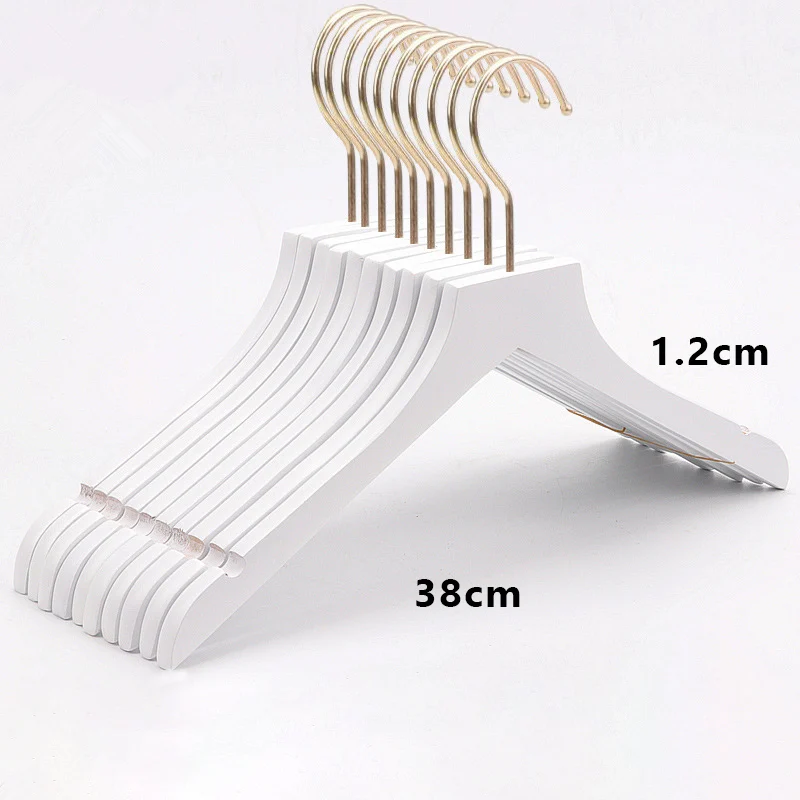 Customized Logo Wood Woman Adult Clothes Hangers Shirt Pants Hangers Non Slip White Wooden Clothing Hangers for Clothing Store