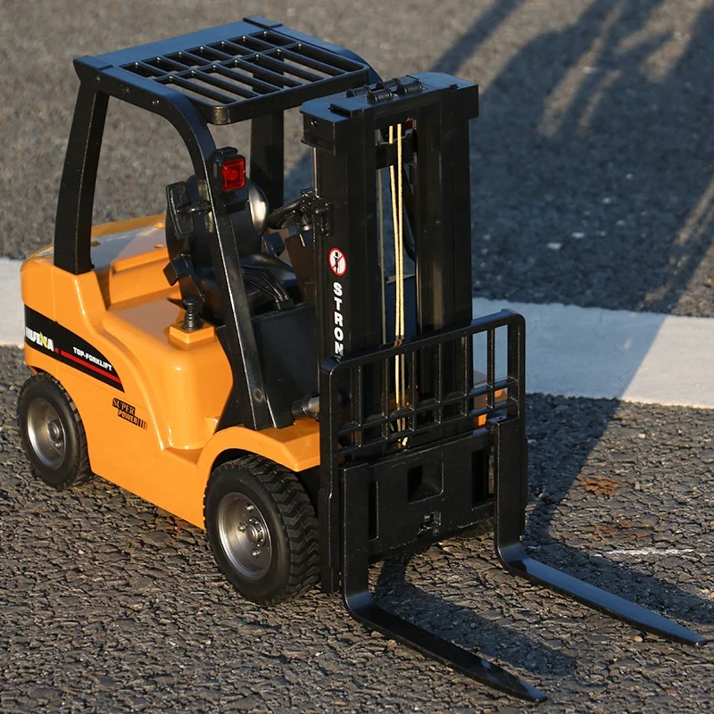 Huina 1577 1/10 8CH Die-cast Truck Remote Controlled Engineering Car Alloy Metal Radio Control Fork Lift RC Diecast Forklift Toy