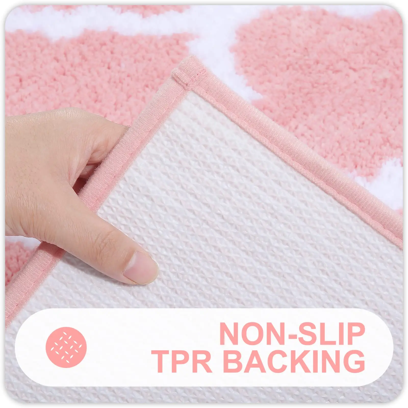 Soft Absorbent Microfiber Bathroom Rugs Non-Slip Shaggy Shower Carpet Machine Wash Dry Bath Mats for Bathroom Floor Tub Shower
