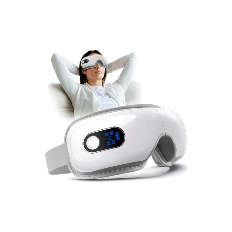 Smart Heated Eye Massage Glasses with 6 Mode Bluetooth for Migraines Improve Sleep Eye Massager