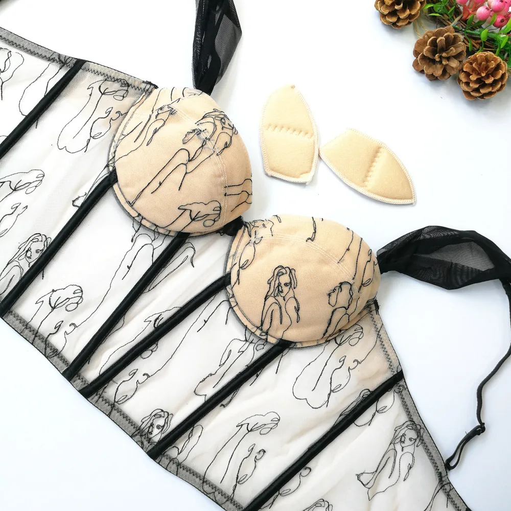 New 2023 Fashion Sexy Trendy Bustier Bra Plus Size Mesh Elegant See Through Transparent Corset Top Camisole Corset