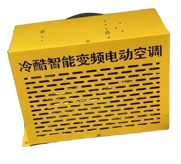 12v mini split parking air conditioner with 12v electric compressor and steel enclosure for construction truck air conditioner