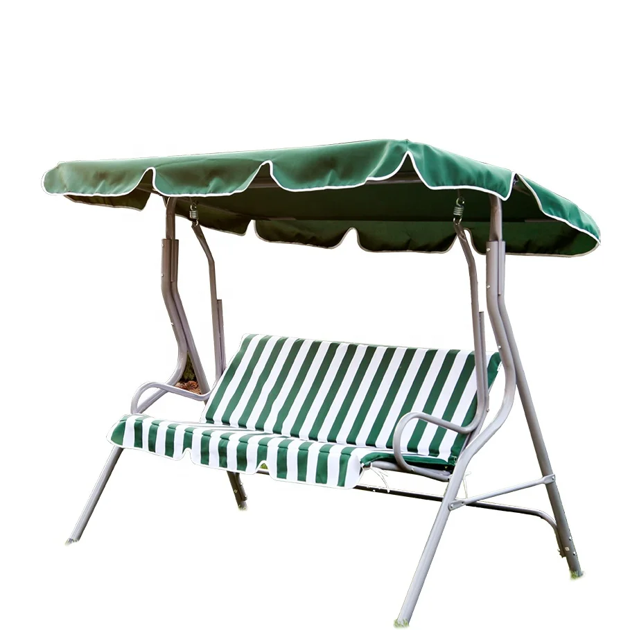 3 seats striped green/white Outdoor Double Seat Garden Furniture Rattan Patio Swings Hanging Chair in European style