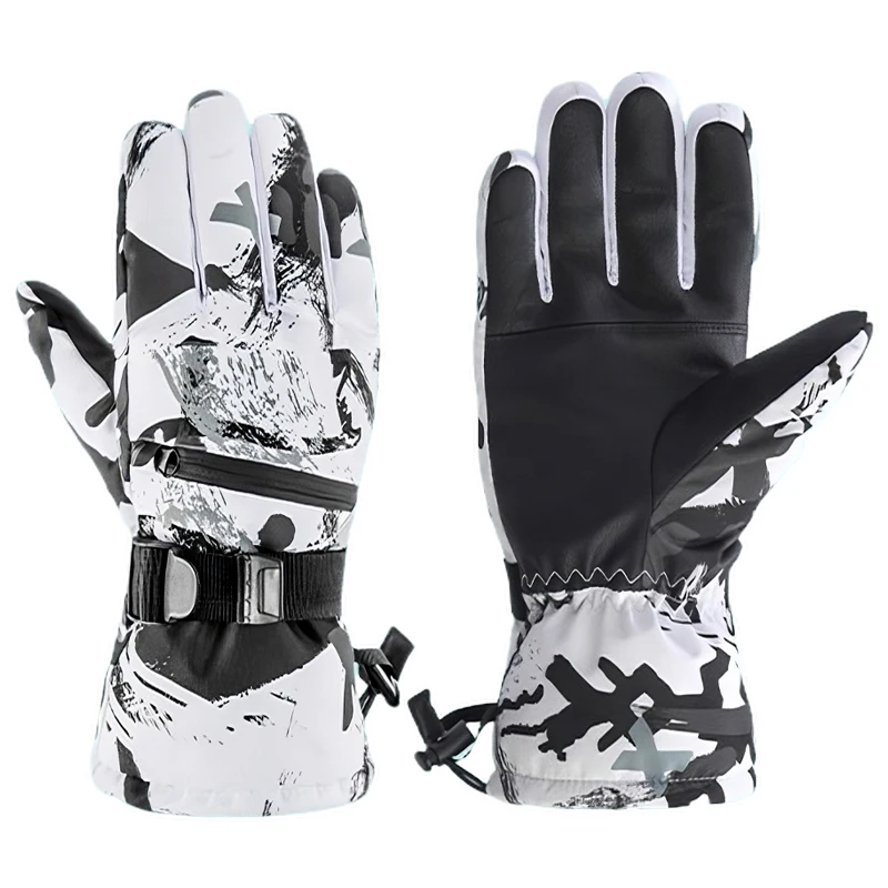 JSJM Winter Ski Gloves Plus Velvet Warm Touch Screen Snowboard Racing Waterproof Gloves For Men And Women
