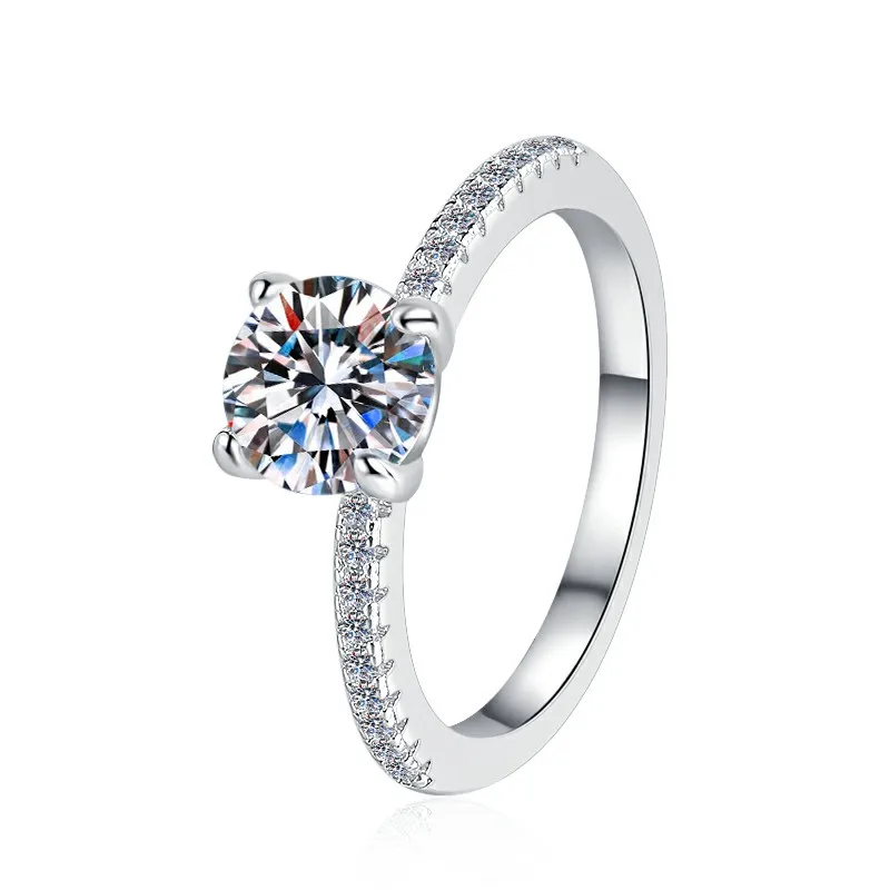 Fine Jewelry Factory Wholesale Prices 1CT Diamond S925 Silver Gemstone Women Fashion VVS Moissanite Diamond Ring