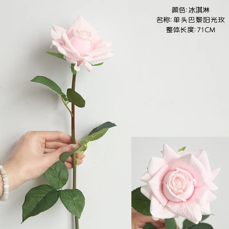 A-1007 Simulation Wedding Tables Arrangements Flower Decoration Lifelike Latex Open Silk Artificial Large Real Touch Rose