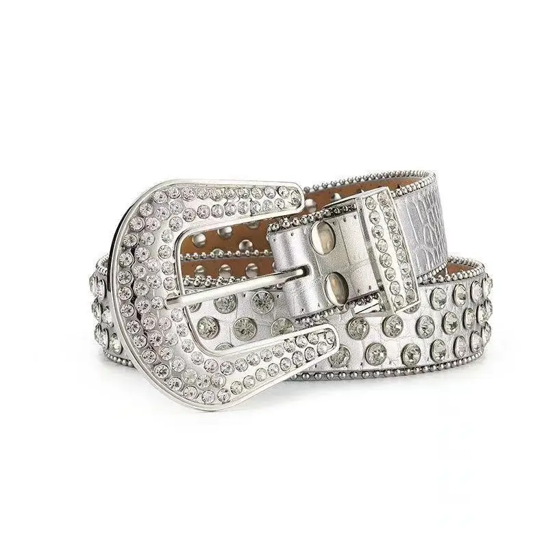 Западный Redeo, ковбойский пояс Cowgirl со стразами, украшенный белыми стразами в стиле панк