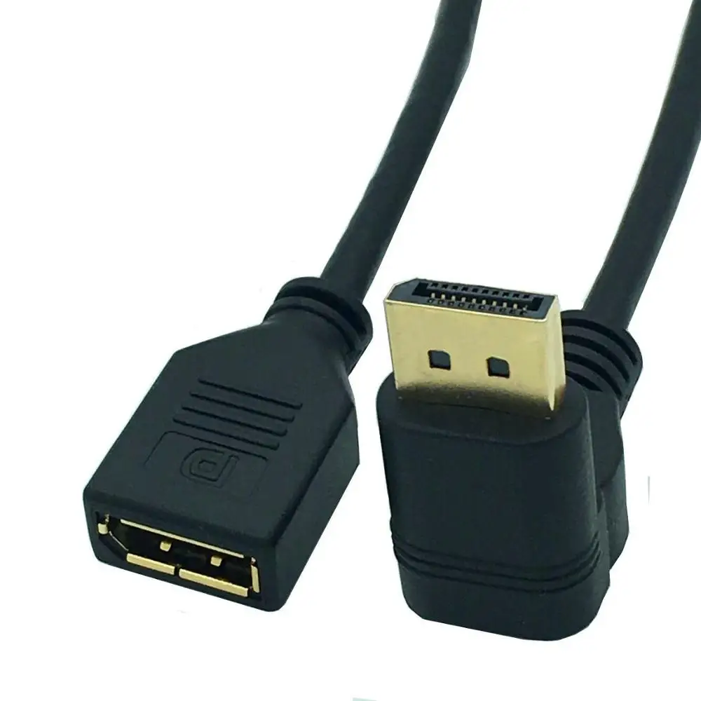 New Stock for Hot Selling 30cm 90 Degree Angled DisplayPort Male to Female Extension Adapter DP Cable Cord