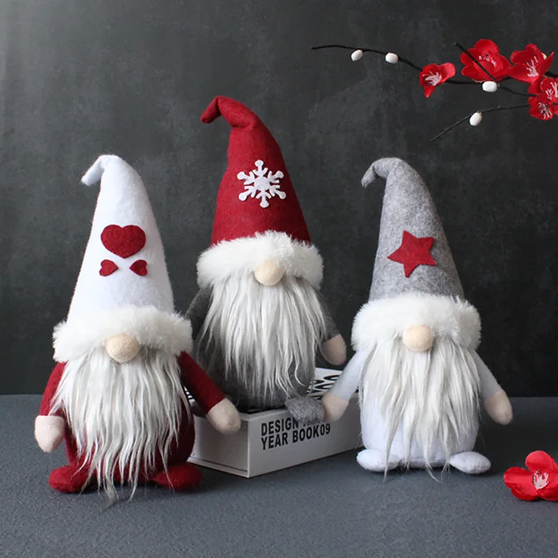 Christmas Decor Hat Faceless Doll Dwarf Santa Claus Plush Toys for Festival Ornaments Decoration Xmas Tree Hanging Accessories
