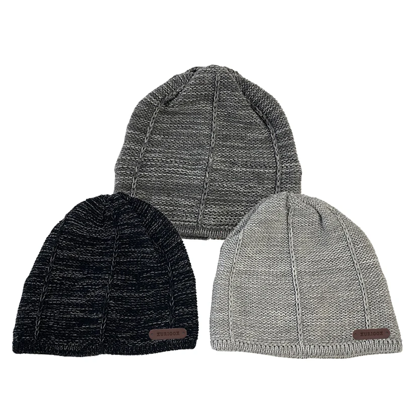Sewingman 68PC33 Unisex Acrylic Jacquard Hat Knitted Custom Beanies with Fleece Band