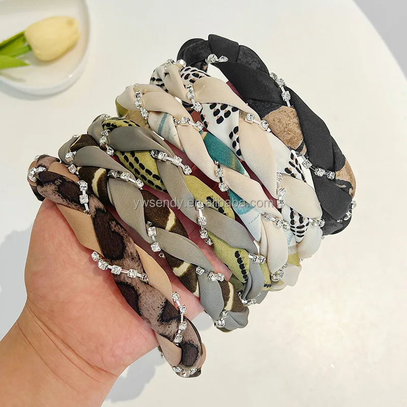 Custom Fashion Style Rhinestone Winding Twists Hair Hoops Headband And Accessories For Woman Lady Headbands