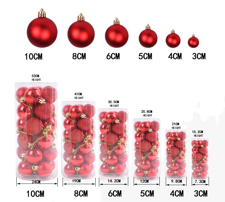 Christmas Tree Decoration Pendant Plastic Ball Christmas Decorative Ball Holiday Christmas Tree Hanging Balls
