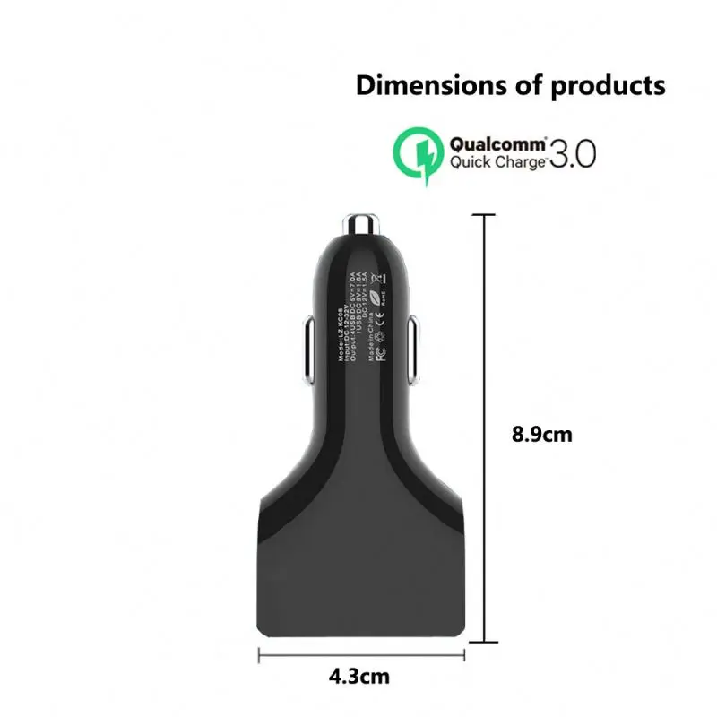  Красивая упаковка 4 Usb-порта Qc 3 0 адаптер для быстрой зарядки автомобиля электрическое автомобильное зарядное устройство